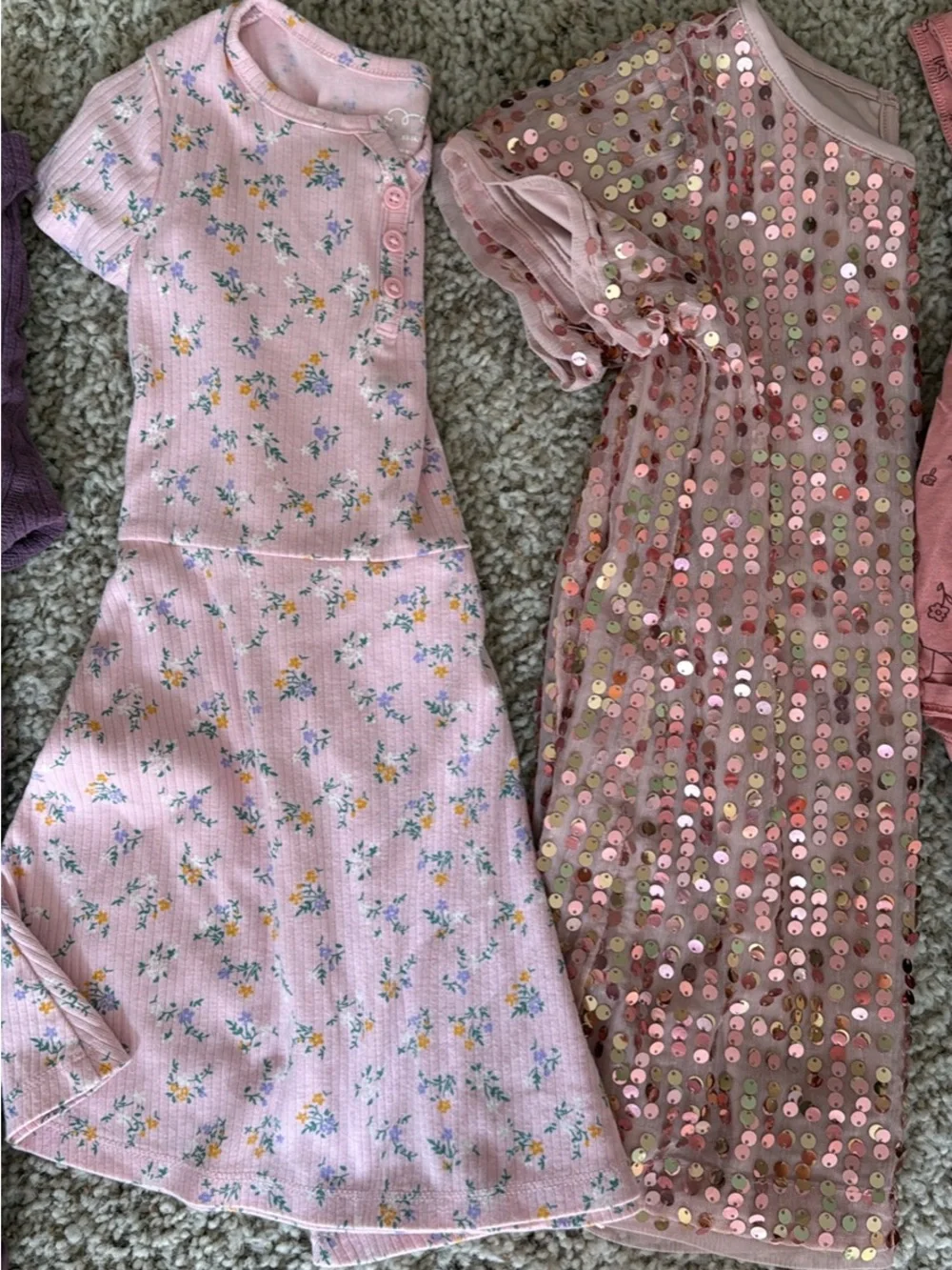Girls 4t outfits Mixed Tops & Leggings Bundle in Pink, Purple, Cream